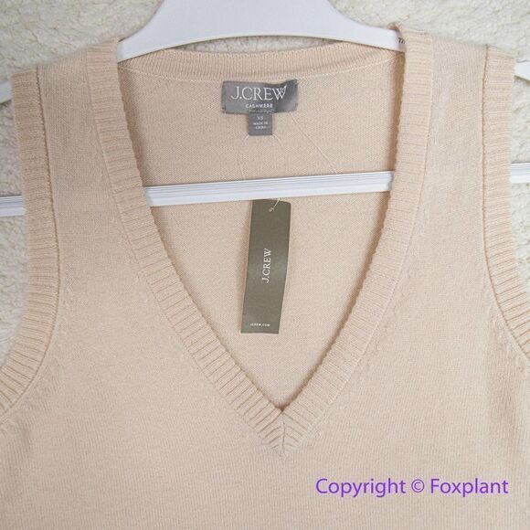 NEW J. Crew Cashmere V-neck sweater-vest in butter cream, XS - Picture 5 of 16